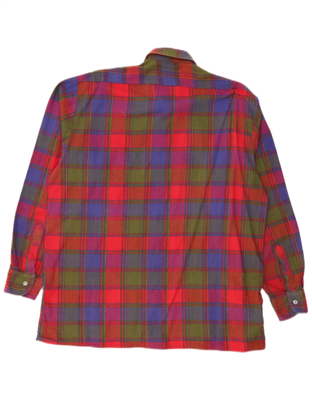 VINTAGE herre flannelskjorte str. 41/42 Stor flerfarvet ternet bomuld