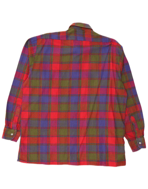 VINTAGE herre flannelskjorte str. 41/42 Stor flerfarvet ternet bomuld