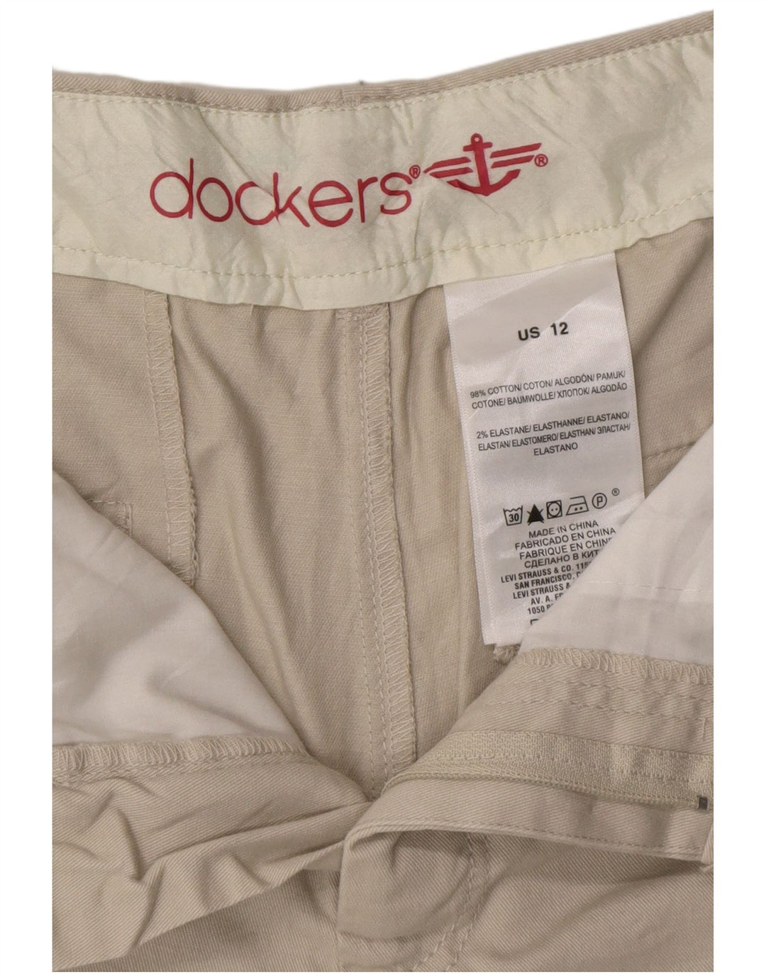 DOCKERS Chino Shorts til kvinder US 12 Large W33 Grå Bomuld