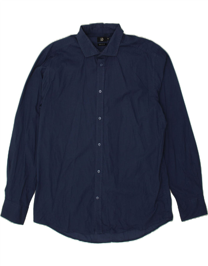 DACK'S Mens Regular Fit Shirt XL Navy Blue Cotton Vintage Dack's and Second-Hand Dack's from Messina Hembry 