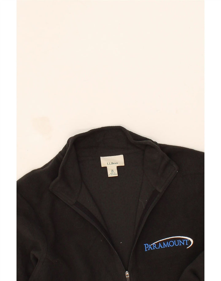L.L.BEAN Womens Graphic Fleece Jacket UK 14 Medium Black Polyester Vintage L.L.Bean and Second-Hand L.L.Bean from Messina Hembry 
