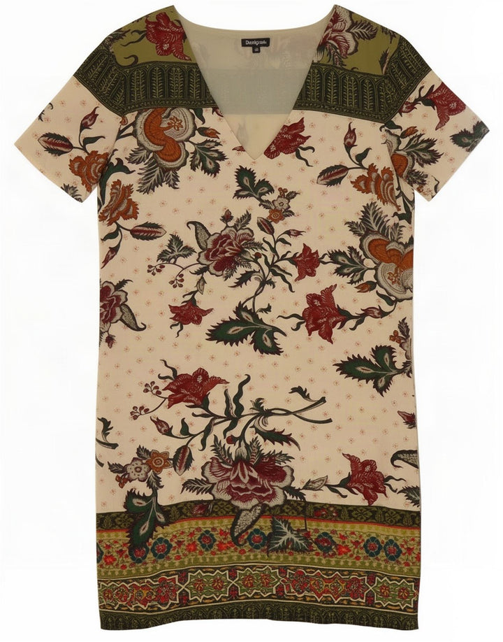 Desigual Womens Shift Dress EU 40 Medium Multicolored Floral Polyester