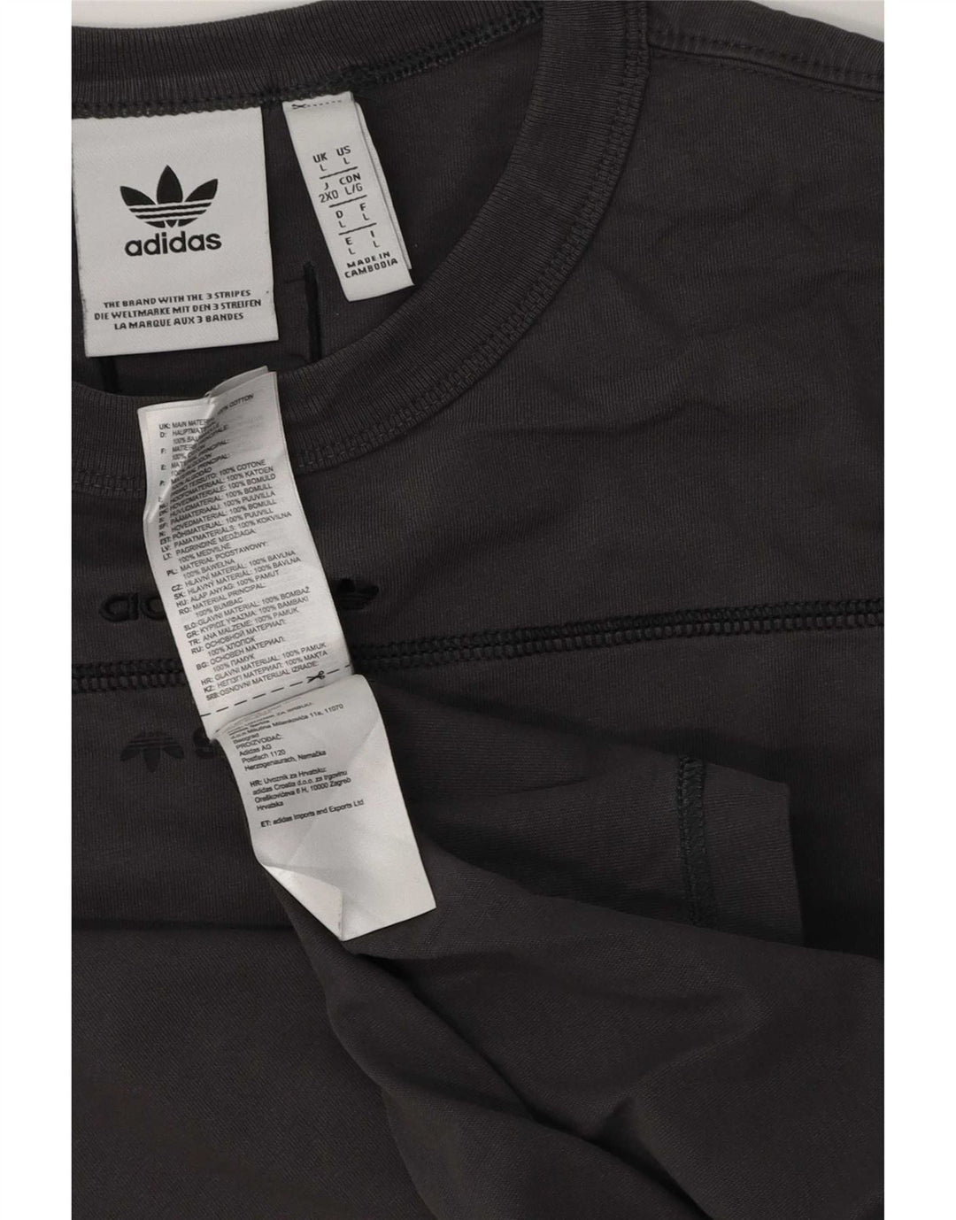 Adidas Herre T-Shirt Top Stor Grå Bomuld