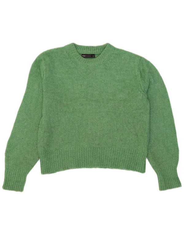 Marks & Spencer Dame Crop Crew Neck Jumper Sweater UK 10 Small Green