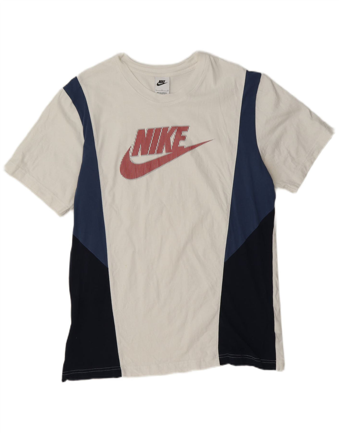 Nike grafisk T-shirt top til mænd, stor hvid colourblock bomuld