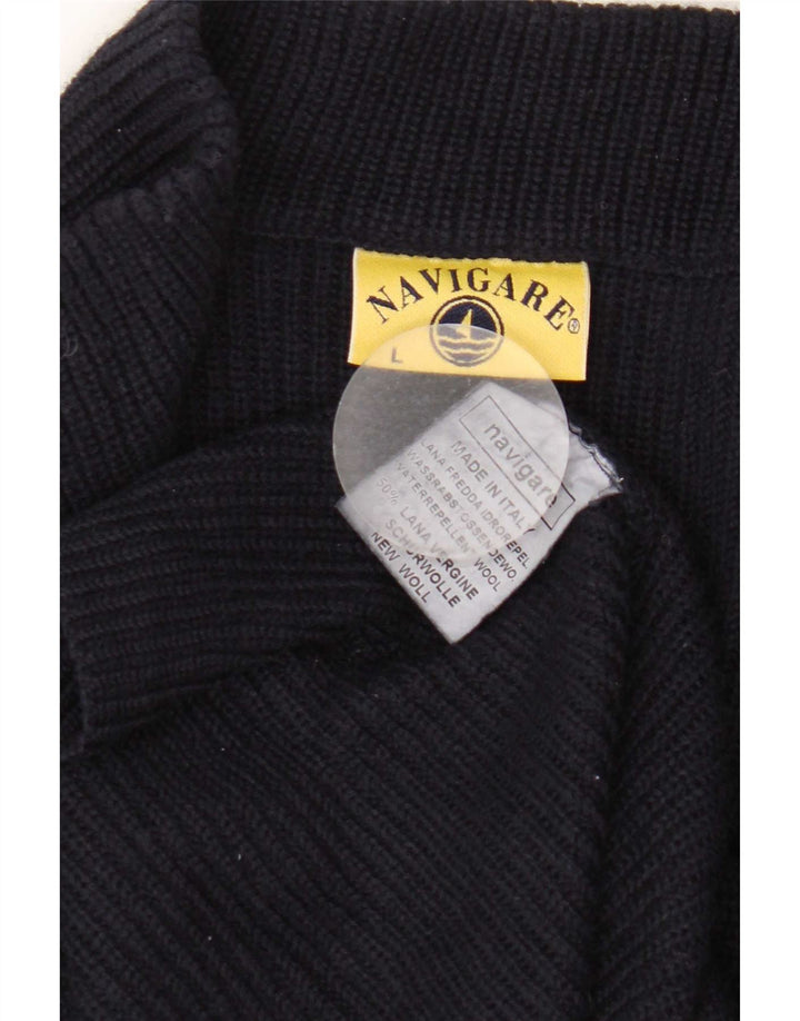 Navigare Herre Cardigan Sweater Stor Marineblå Virgin Wool