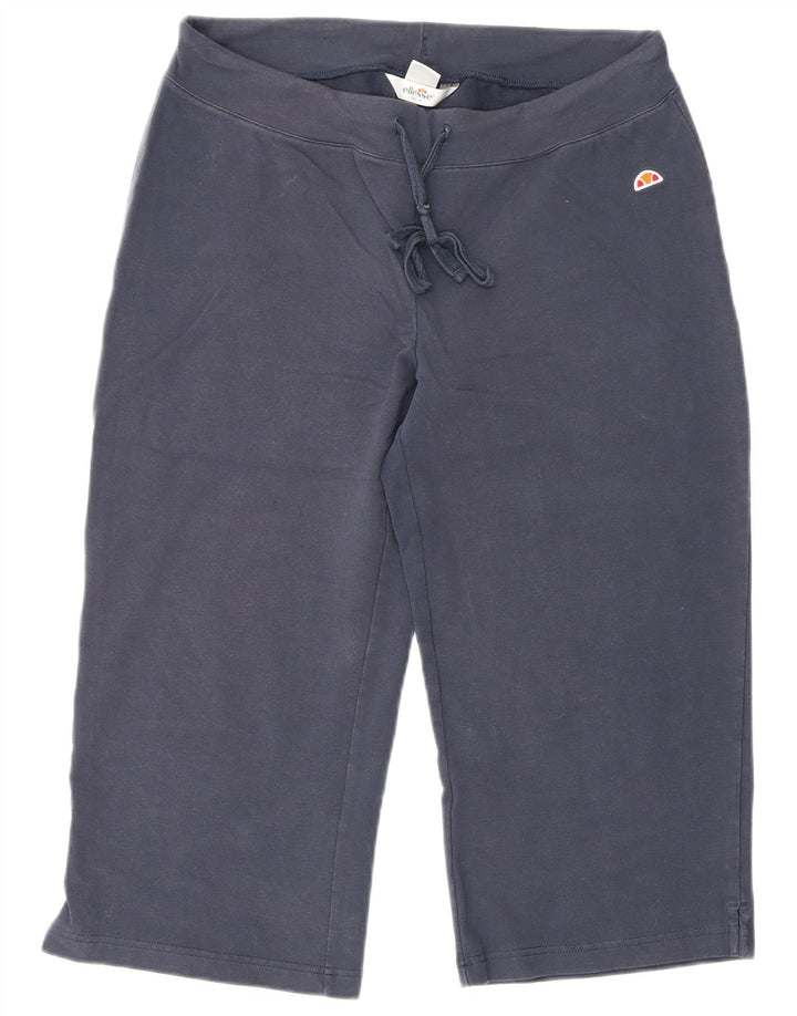 ELLESSE Dame Capri Træningsdragt Bukser UK 12 Medium Navy Blue Bomuld