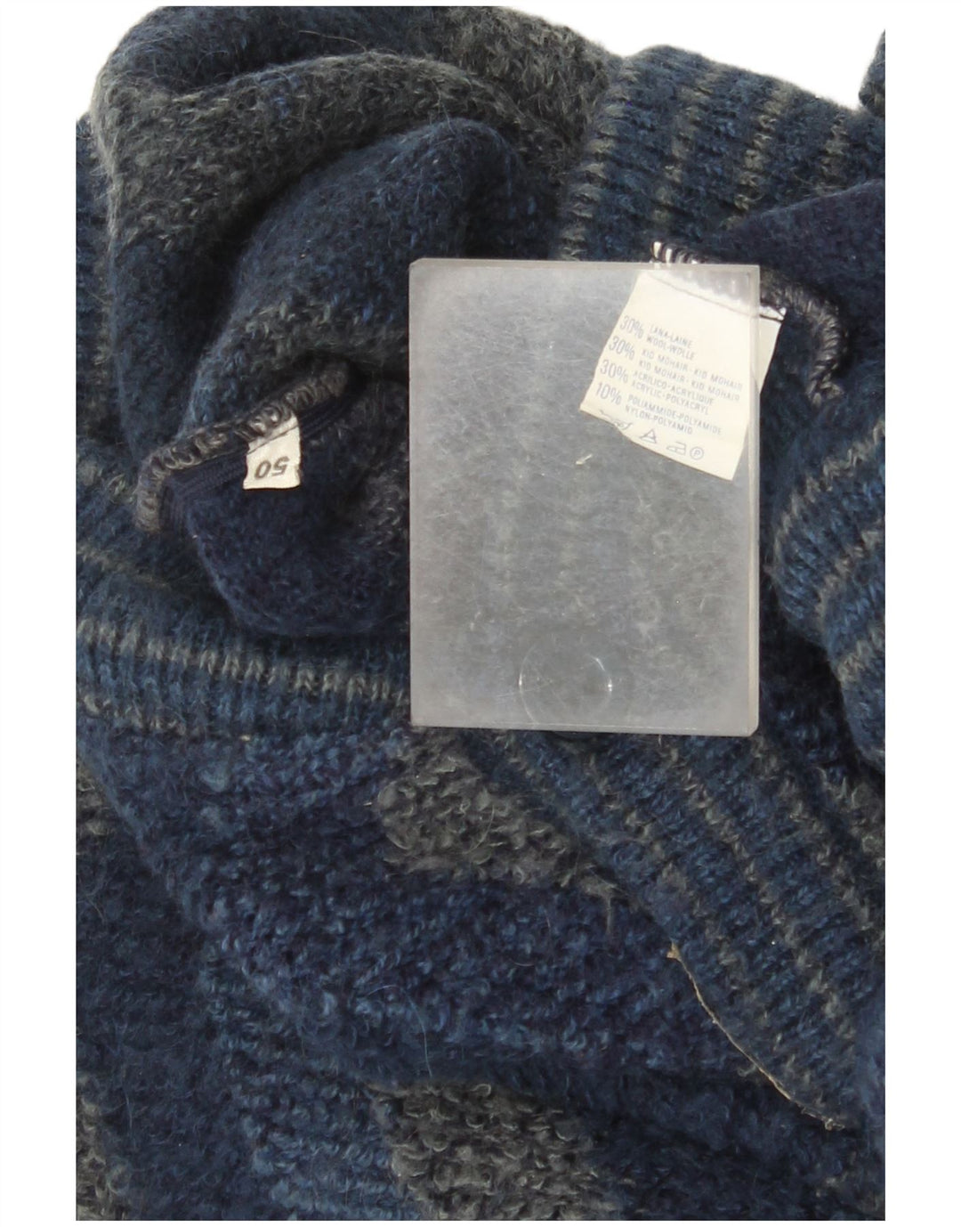 Vintage cardigan sweater til mænd IT 50 Medium Marineblå Chevron Uld