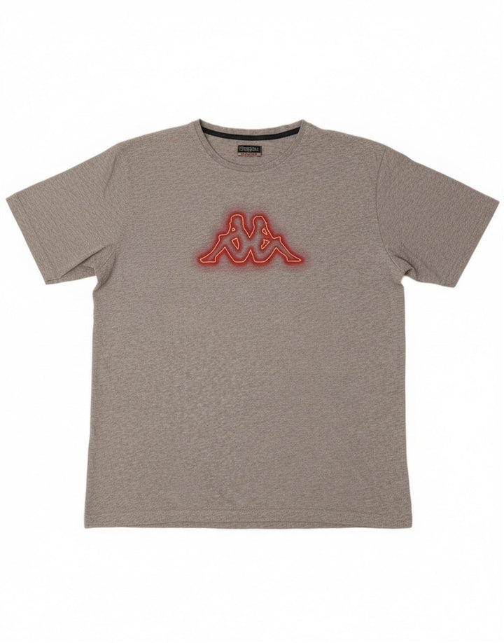 Kappa Herre Grafisk T-Shirt Top 2XL Grå Bomuld