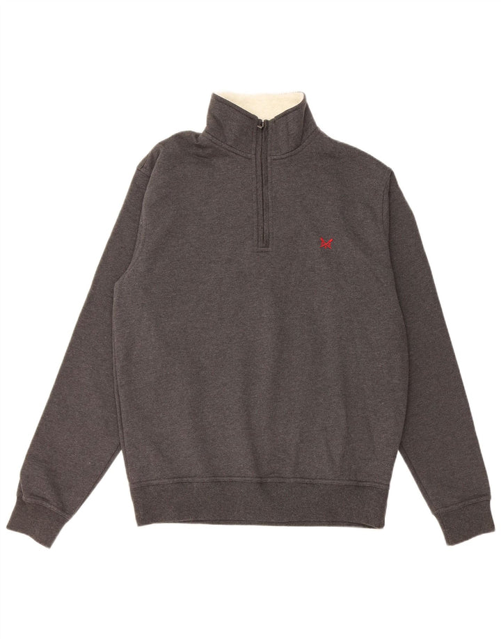 CREW TØJ Herre Zip Neck Sweatshirt Jumper Stor Grå Bomuld