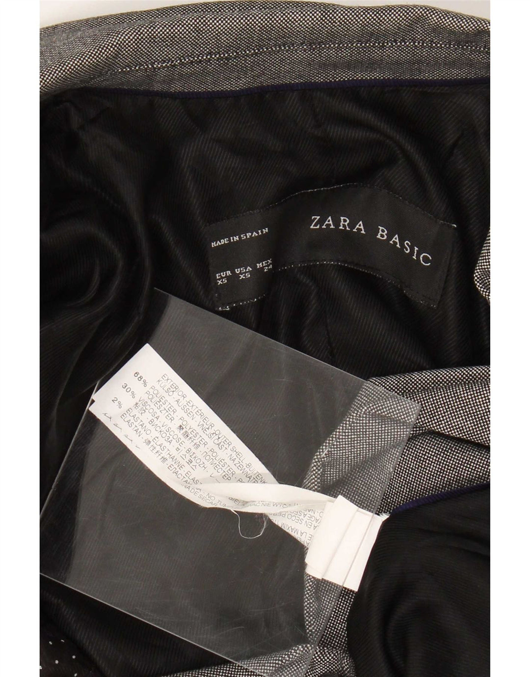 Zara Dame 1 Knap Blazer Jacket UK 6 XS Grå Polyester