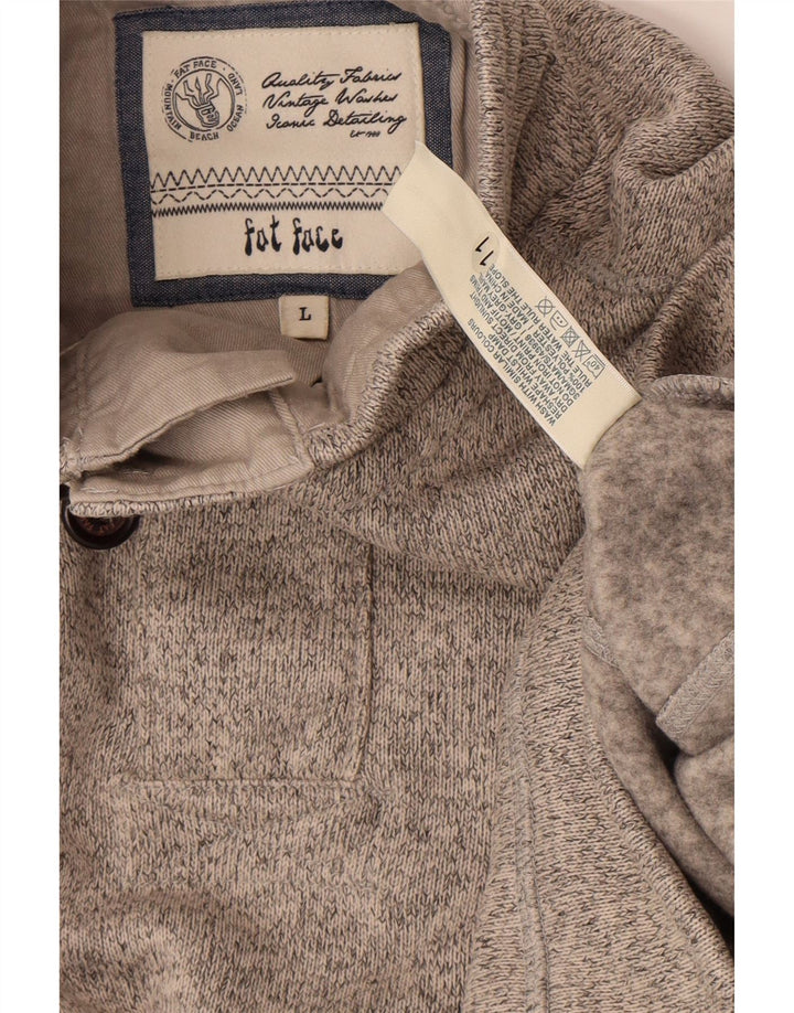 FED FACE Herre Airlie Button Neck Sweatshirt Jumper Large Grå Flecked