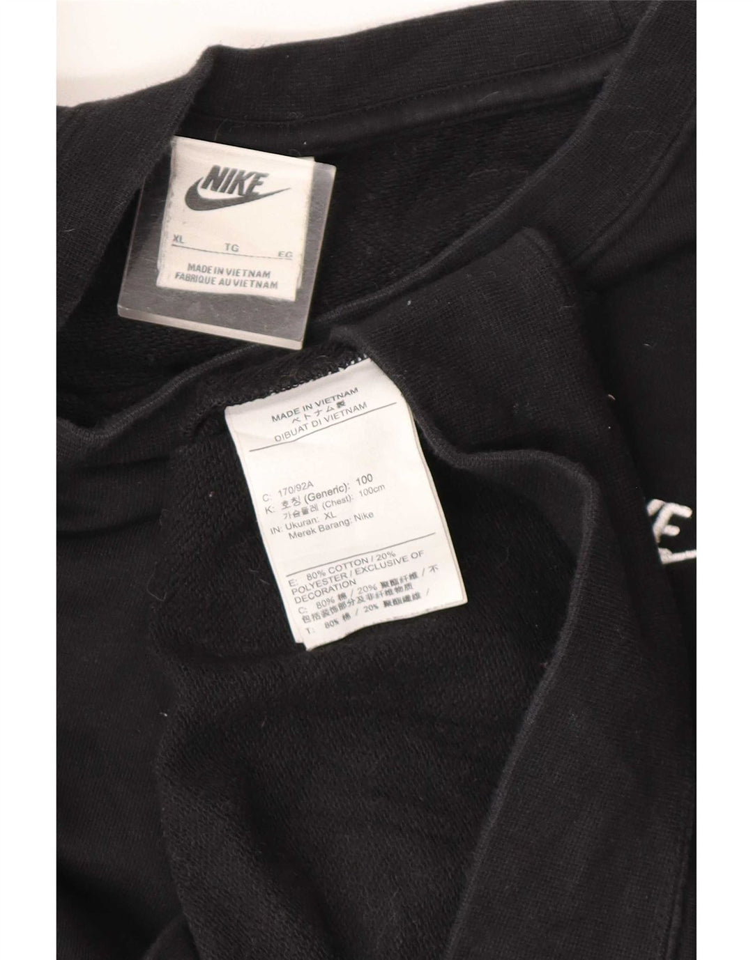 Nike Dame Oversized Sweatshirt Jumper UK 18 XL Sort Bomuld