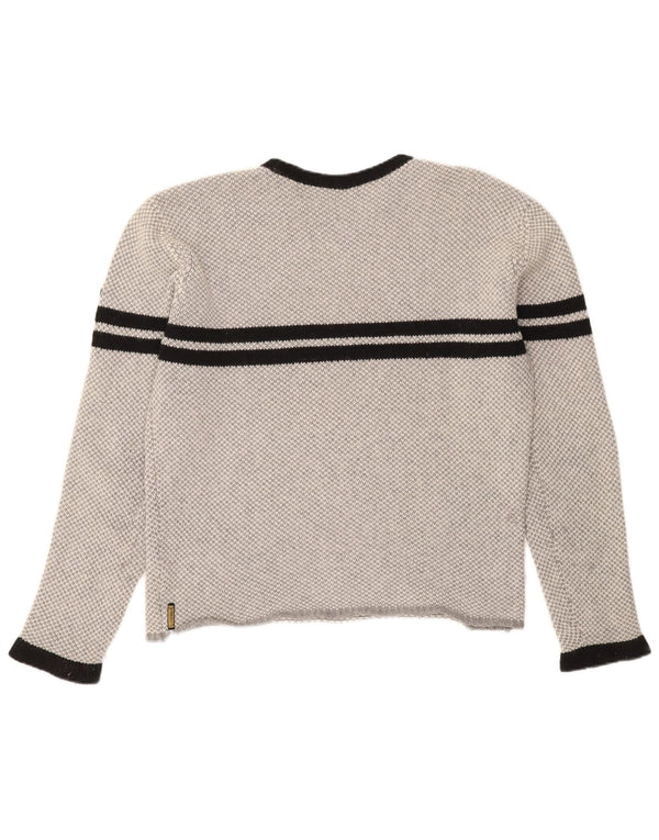 ARMANI JEANS Dame sweater med rund hals DK 20 2XL grå stribet uld