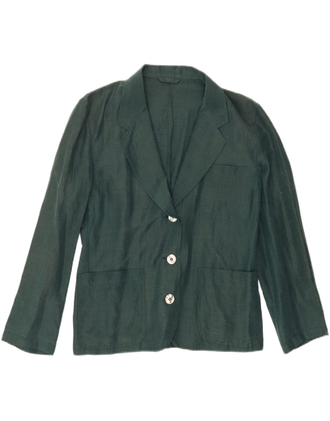 VINTAGE Womens 3 Button Blazer Jacket UK 12 Medium Green