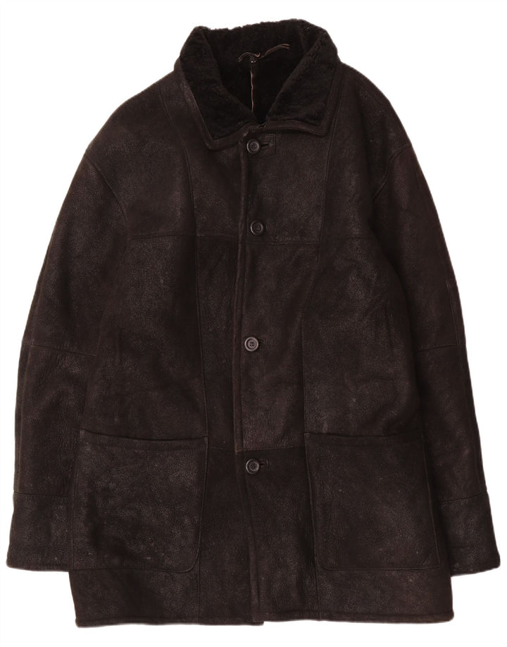Paolo Negrato Herre Shearling Jacket IT 52 XL Sort Læder