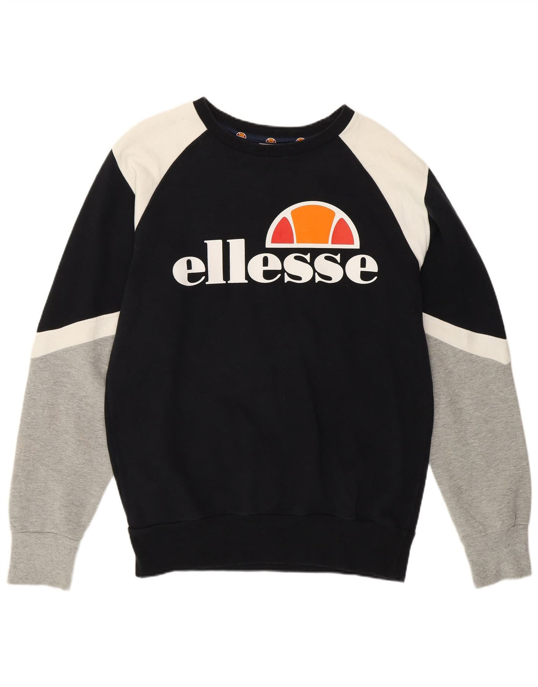 Ellesse Womens Grafisk Sweatshirt Jumper UK 10 Small Black Colourblock