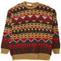 Bluster Herre Crew Neck Jumper Sweater IT 52 Stor brun geometrisk uld