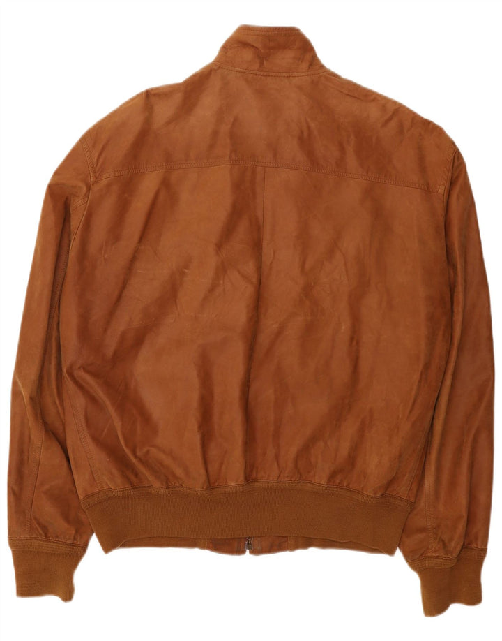 Stewart Mens Leather Bomber Jacket UK 46 3XL Brown