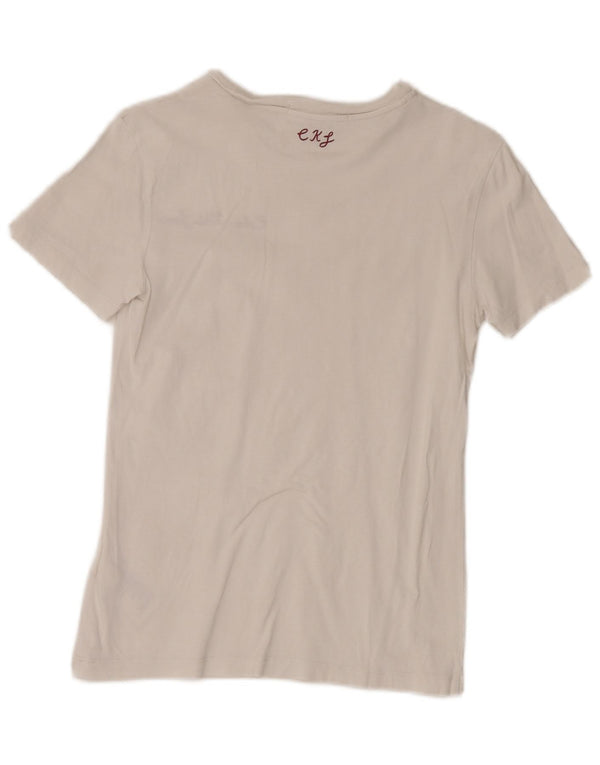 Calvin Klein Jeans T-Shirt Top UK 8 Small White Bomuld