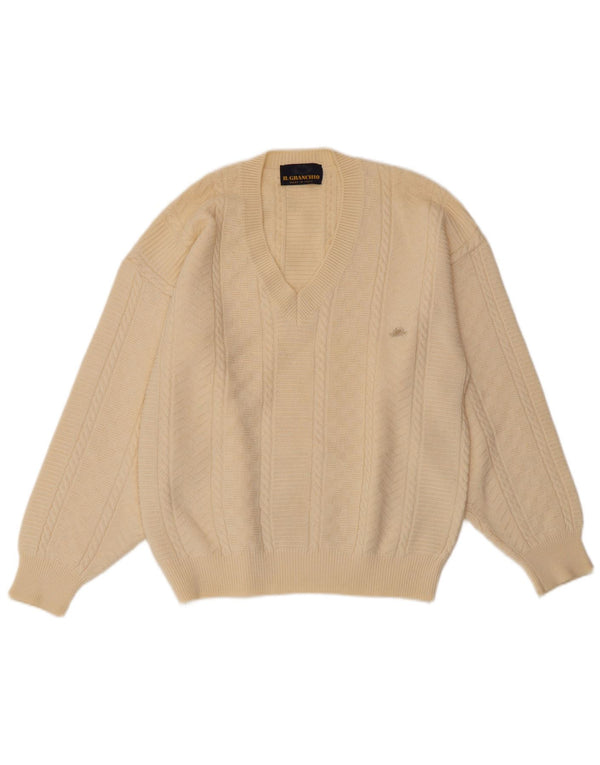 IL GRANCHIO Herre V-hals sweater Medium Off White