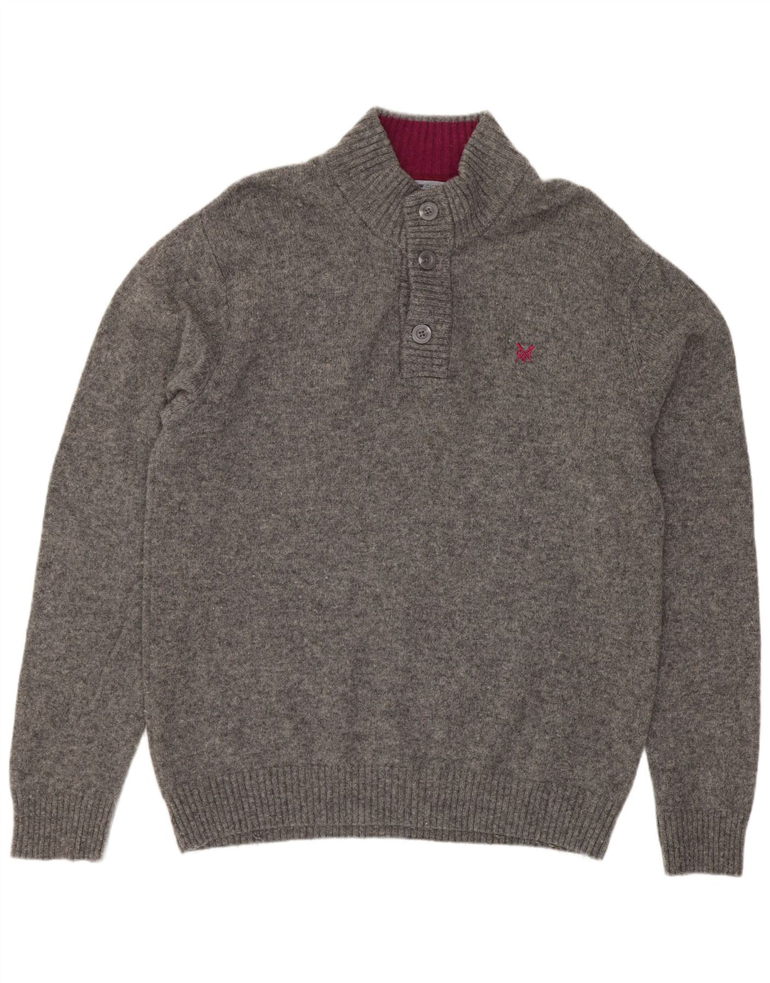 Besætningstøj Herre Button Neck Jumper Sweater XL Grå Uld