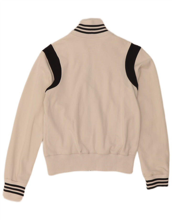 Adidas Graphic Tracksuit Top Jacket UK 10 Small White Colourblock