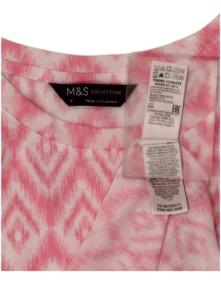 Marks & Spencer Dame ærmeløs bluse Top UK 8 Small Pink Ikat Polyester