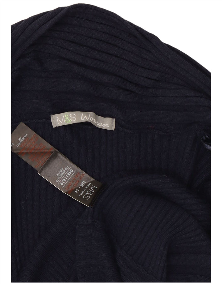 Marks & Spencer Dame Longline Cardigan Sweater UK 14 Medium Navy Blue