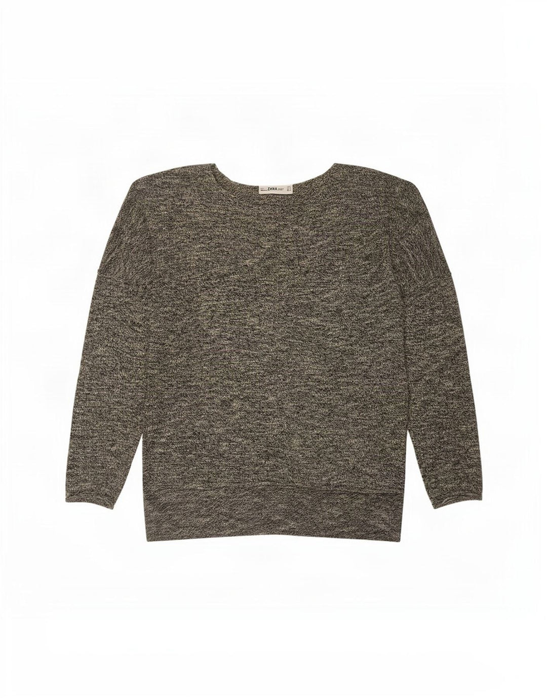 Zara Dame Oversized Boat Neck Jumper Sweater UK 10 Small Grey Flecked