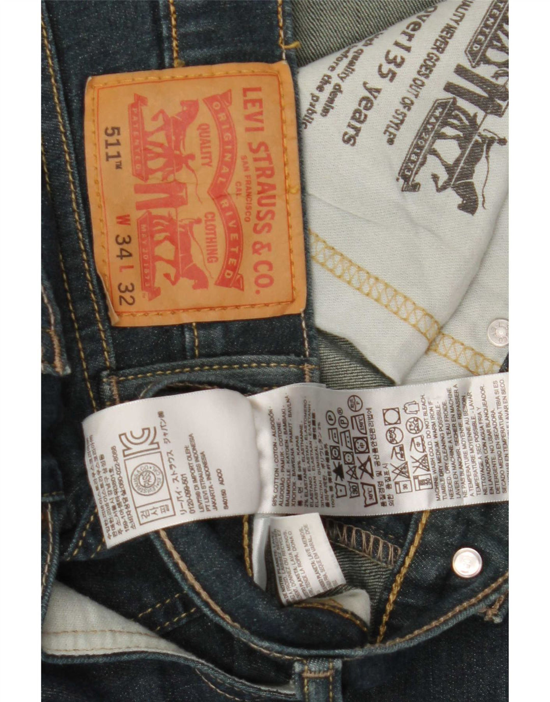 Levi's Herre 511 Slim Jeans W34 L32 Blå Bomuld