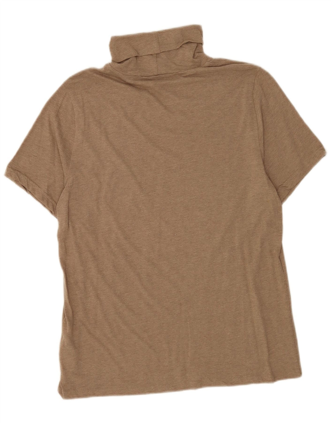 J. Crew Dame Roll Neck Bluse Top UK 14 Stor Brun Bomuld