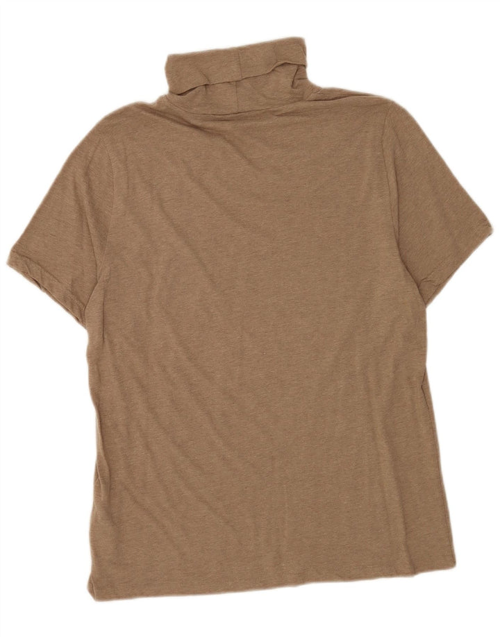 J. Crew Dame Roll Neck Bluse Top UK 14 Stor Brun Bomuld