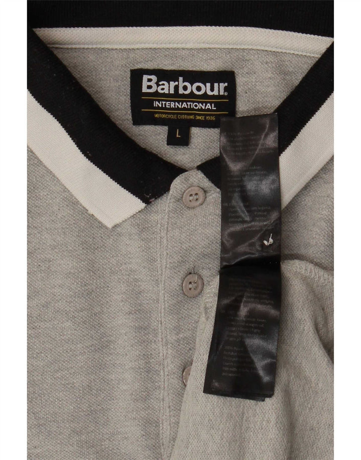 Barbour Polo Shirt til mænd Stor grå Colourblock Bomuld