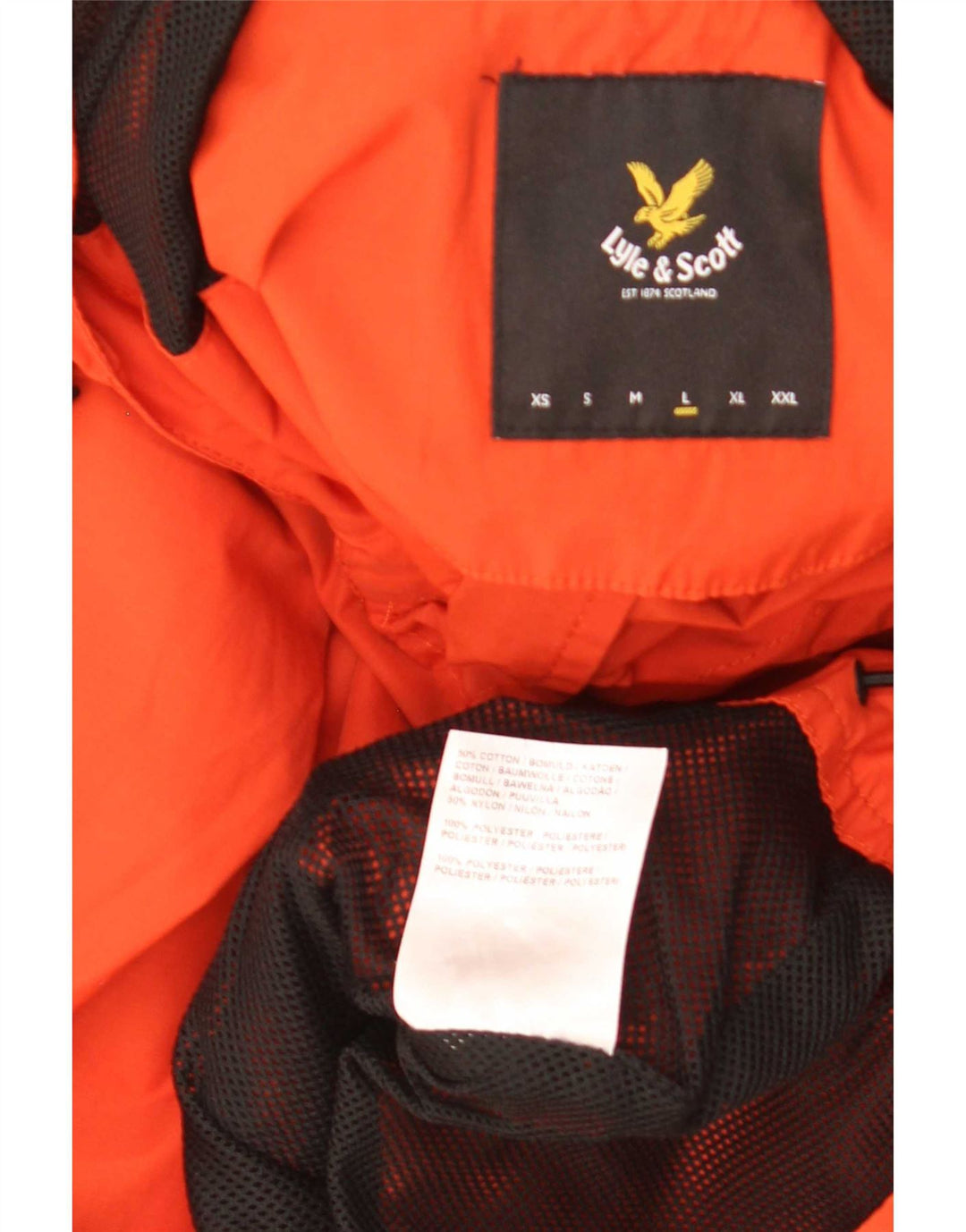 Lyle & Scott Herre Hættejakke anorak UK 40 Stor Orange Bomuld
