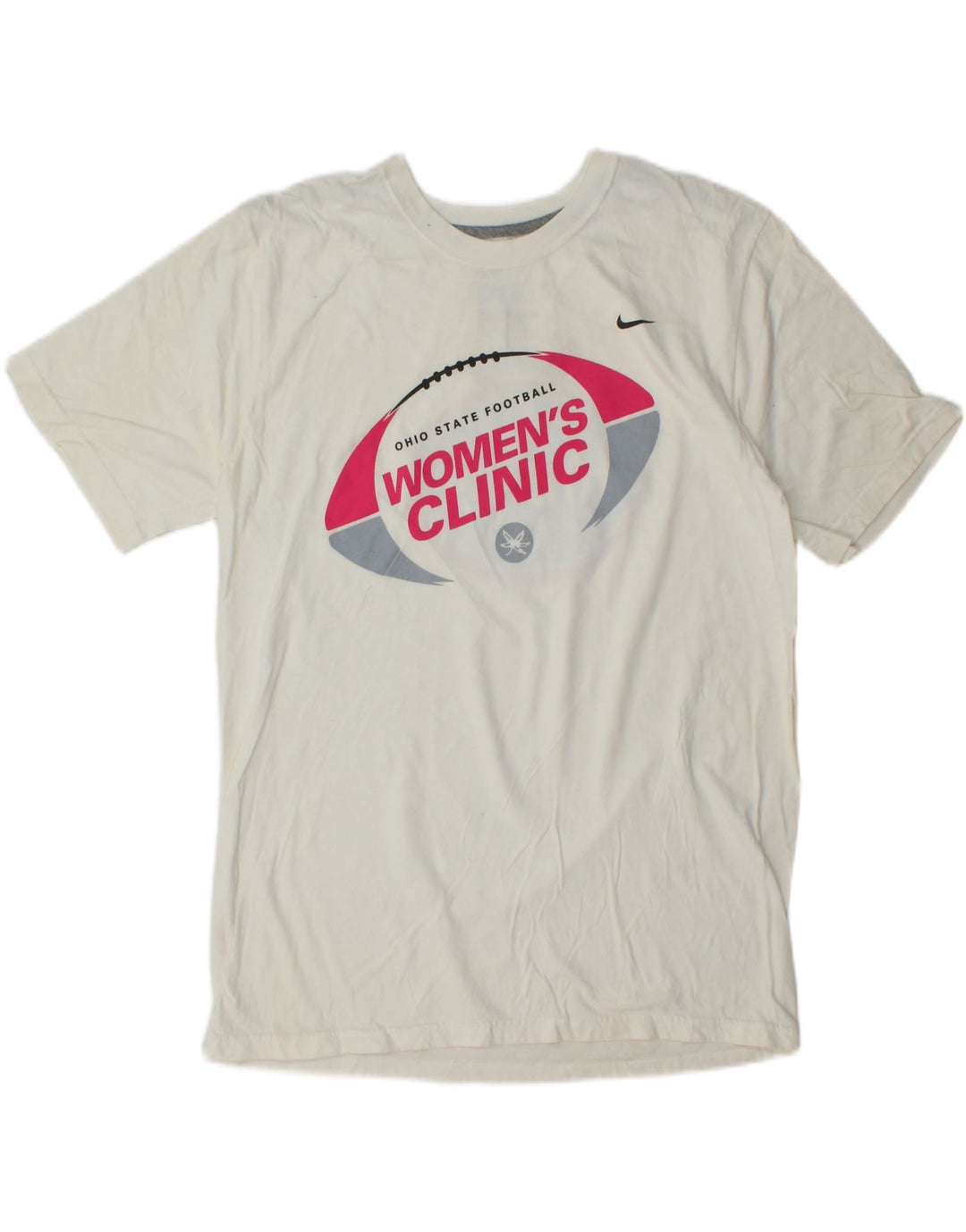 NIKE grafisk T-shirt top til kvinder UK 14 Medium hvid bomuld