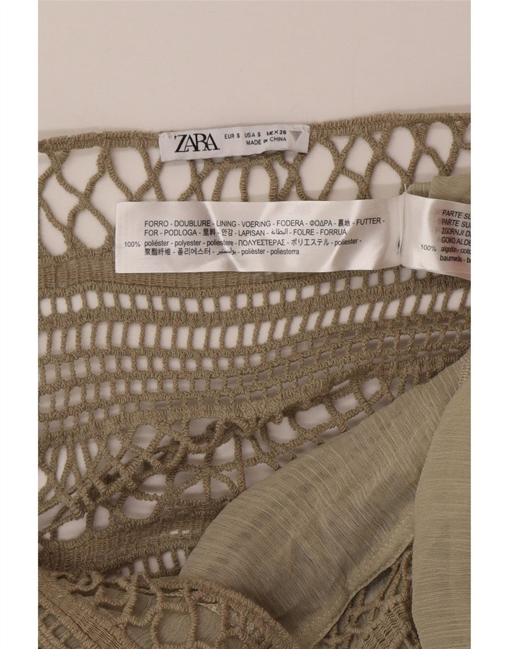 Zara Dame Maxi Sundress UK 8 Small Khaki Polyester