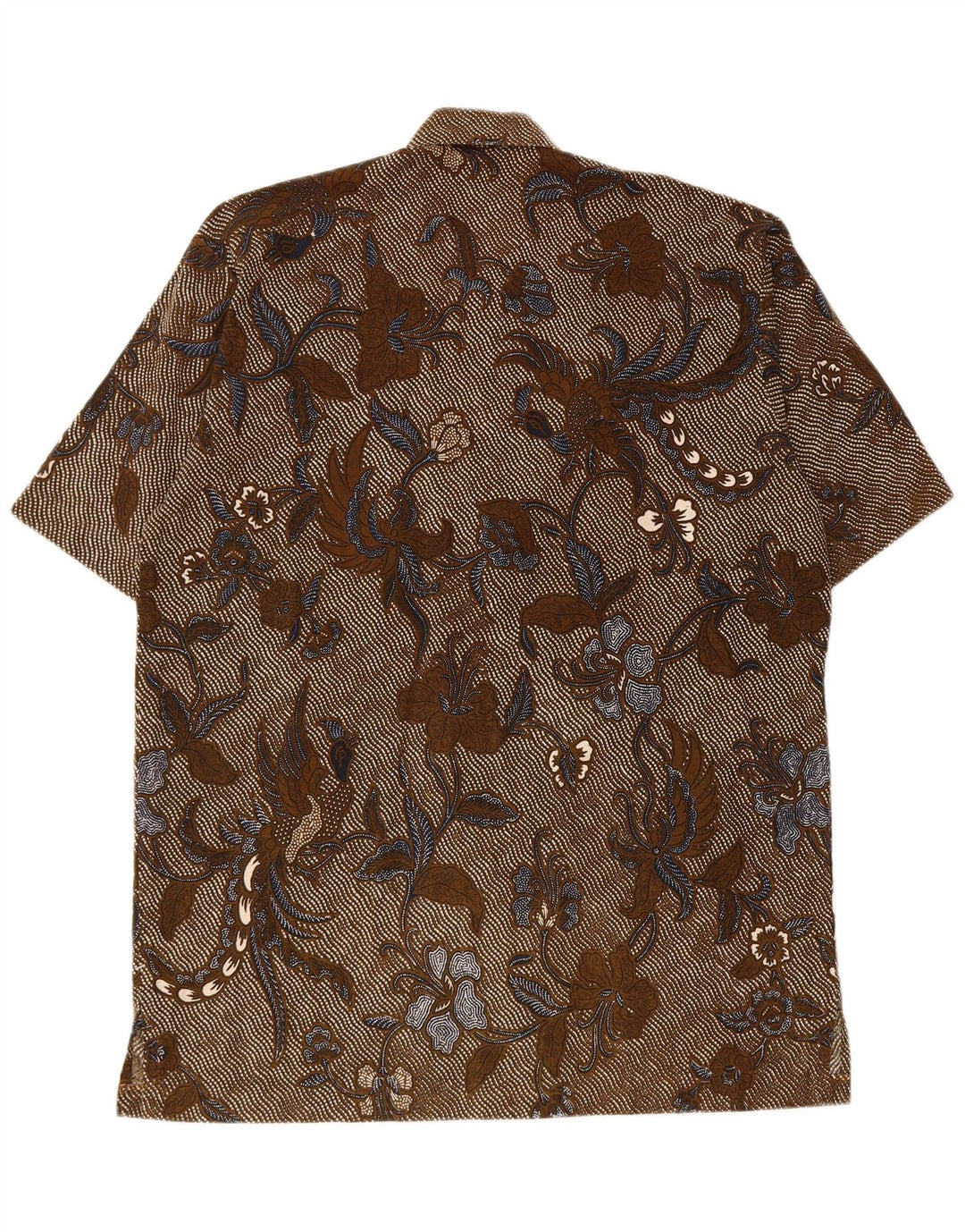Vintage kortærmet herreskjorte XL brun blomster