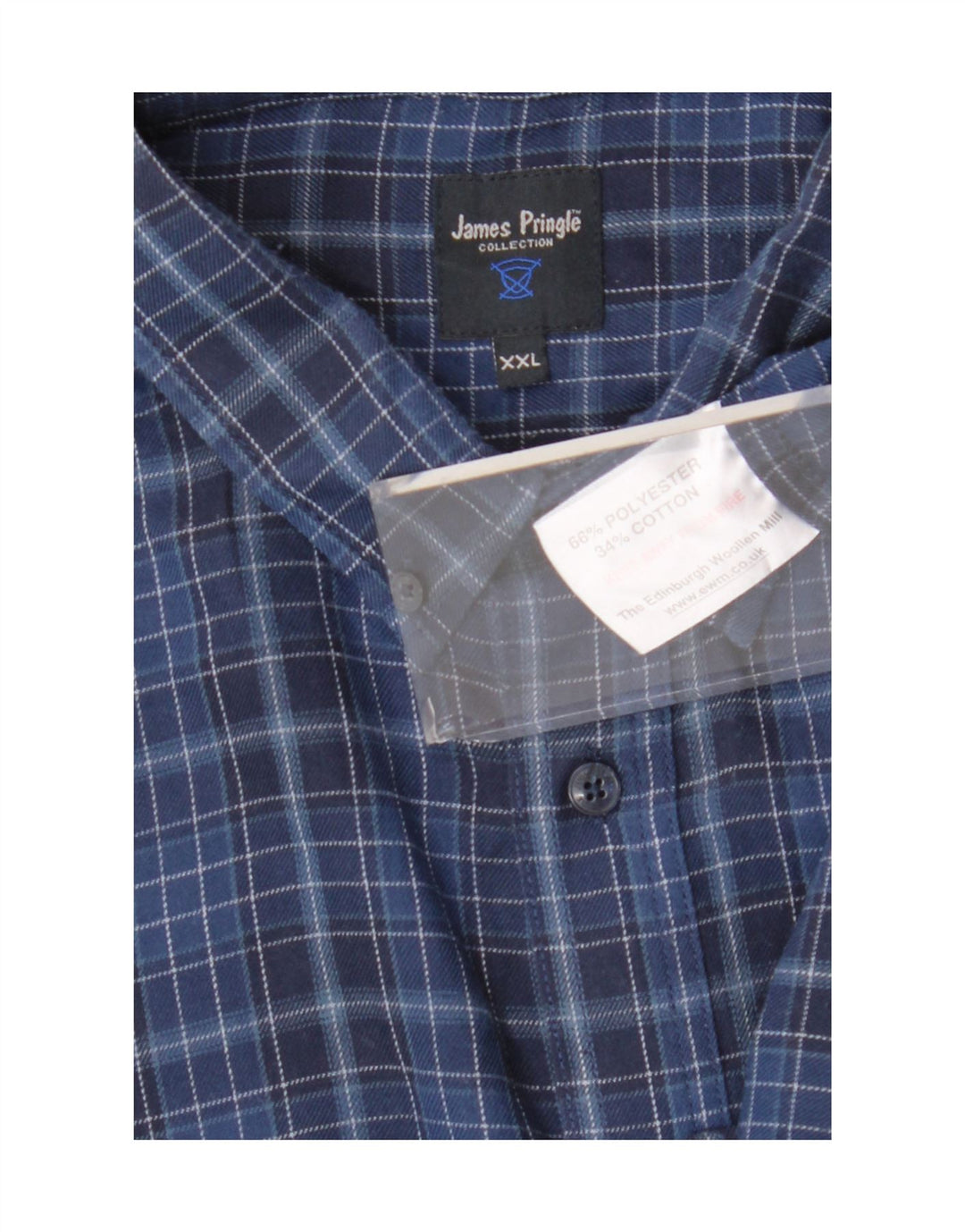 James Pringle herreskjorte 2XL marineblå ternet polyester