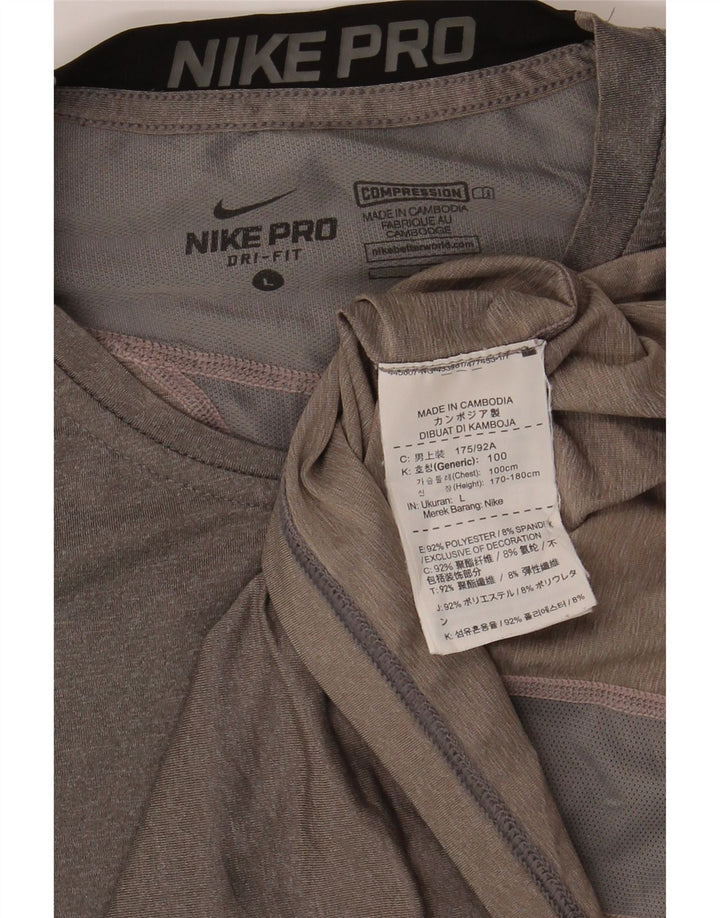 Nike Dame Dri Fit T-Shirt Top UK 14 Stor Grå Polyester
