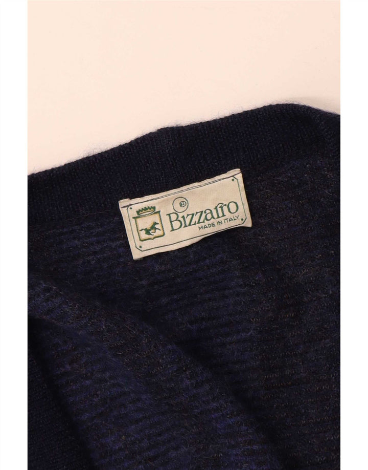 Bizzarro herre cardigan sweater XL marineblå stribet uld