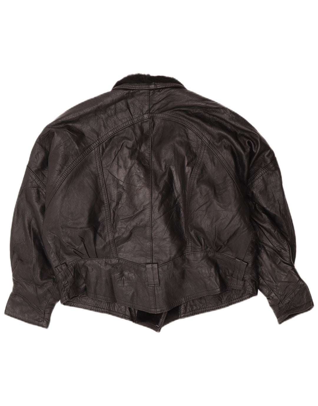 Vintage læderjakke til kvinder UK 14 Large Black