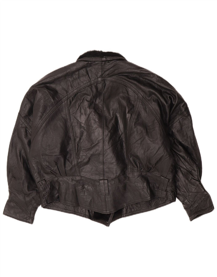 Vintage læderjakke til kvinder UK 14 Large Black
