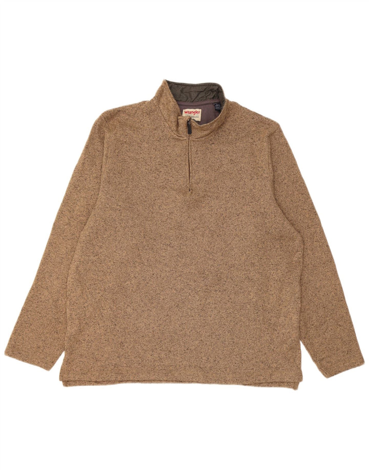 Wrangler Sweatshirt med lynlås til mænd XL Brun Flecked Polyester