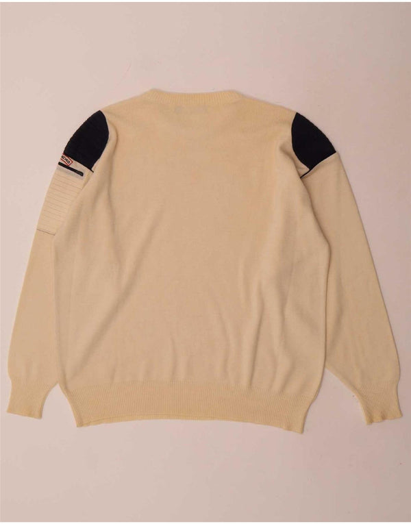 Il Granchio Herre Crew Neck Jumper Sweater XL Beige Colourblock Uld