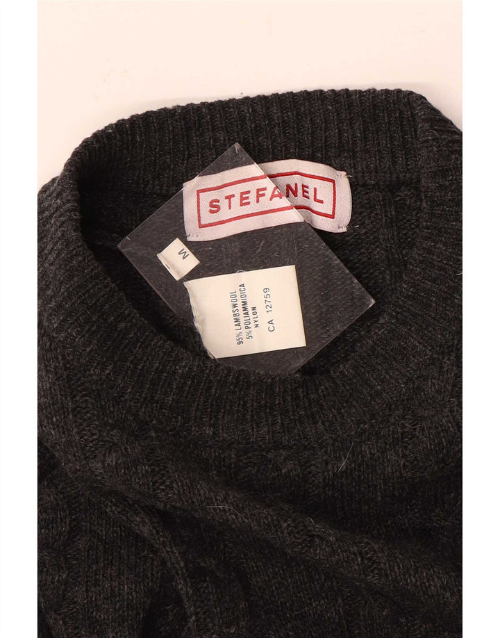 Stefanel Herre Crew Neck Jumper Sweater Medium Grey Uld