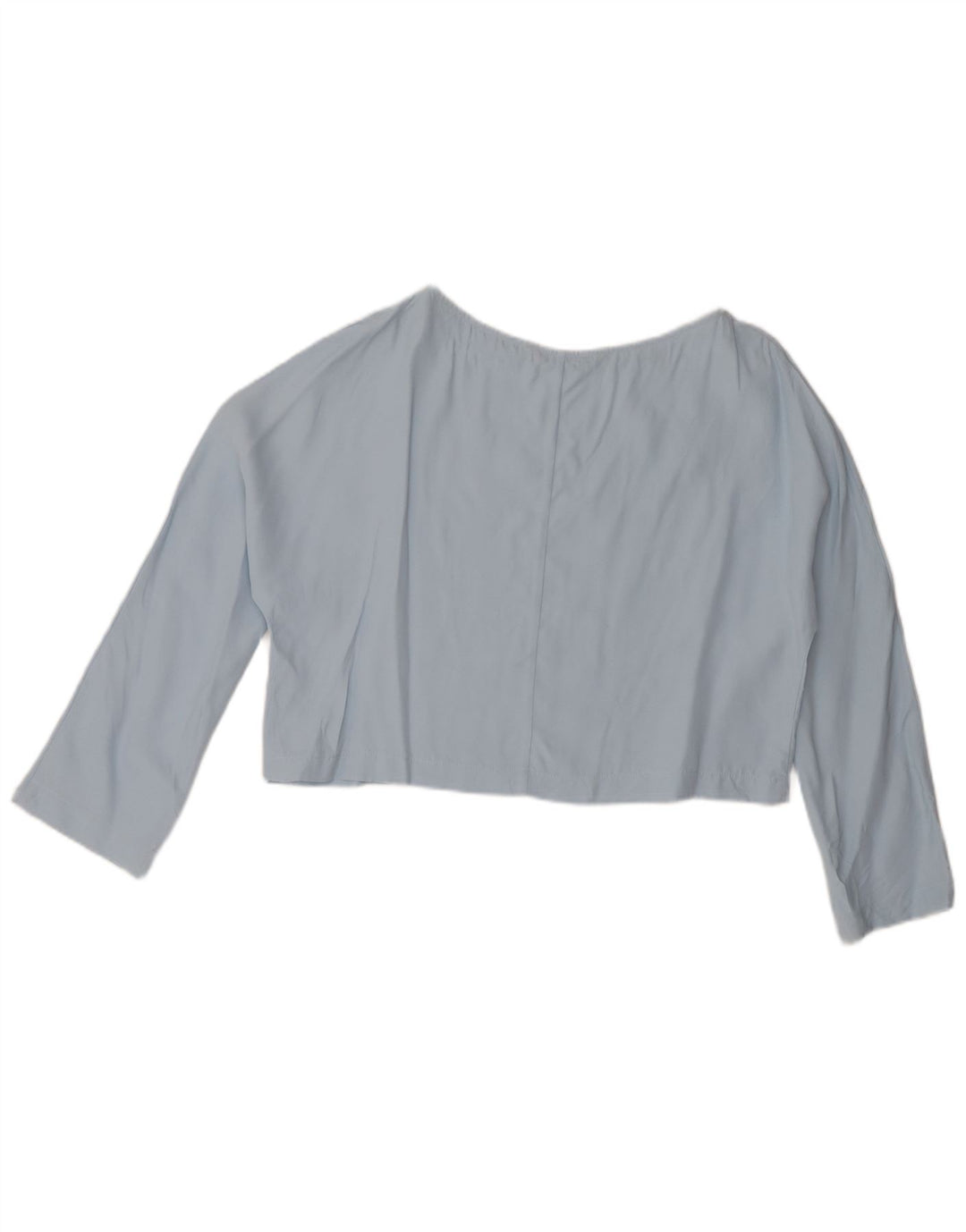 Zara Womens Crop Bluse Top UK 14 Large Blue Viscose