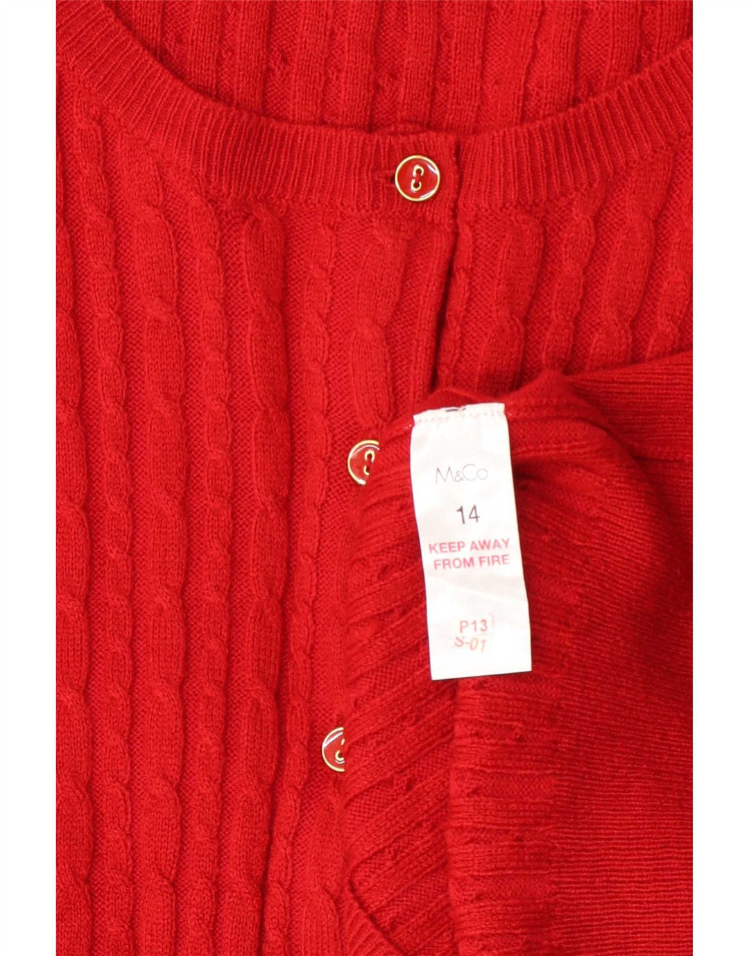 M&Co Dame Cardigan Sweater UK 14 Medium Rød Akryl