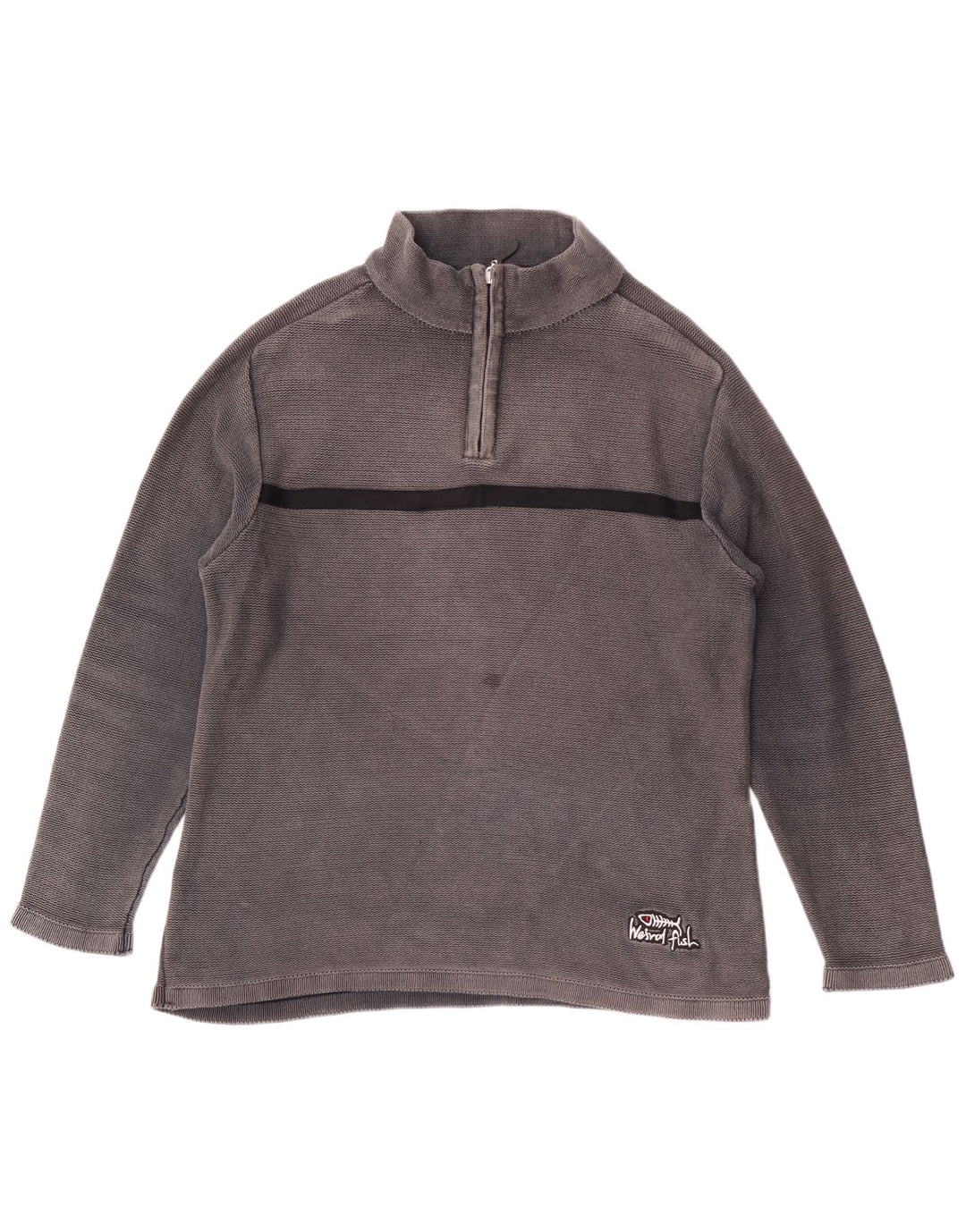 WEIRD FISH Sweatshirt med lynlås til mænd, lille grå farveblok bomuld