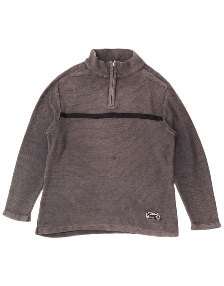 WEIRD FISH Sweatshirt med lynlås til mænd, lille grå farveblok bomuld